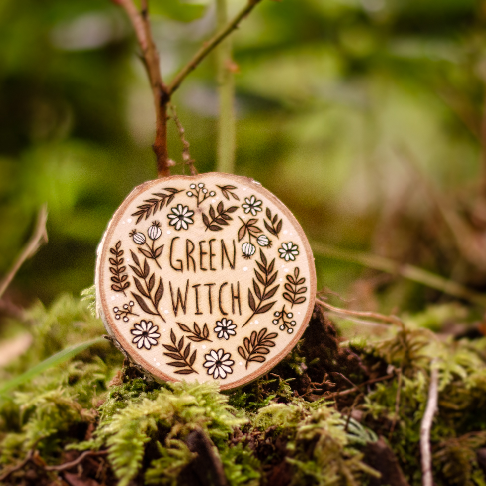 Green Witch - Wooden Amulet