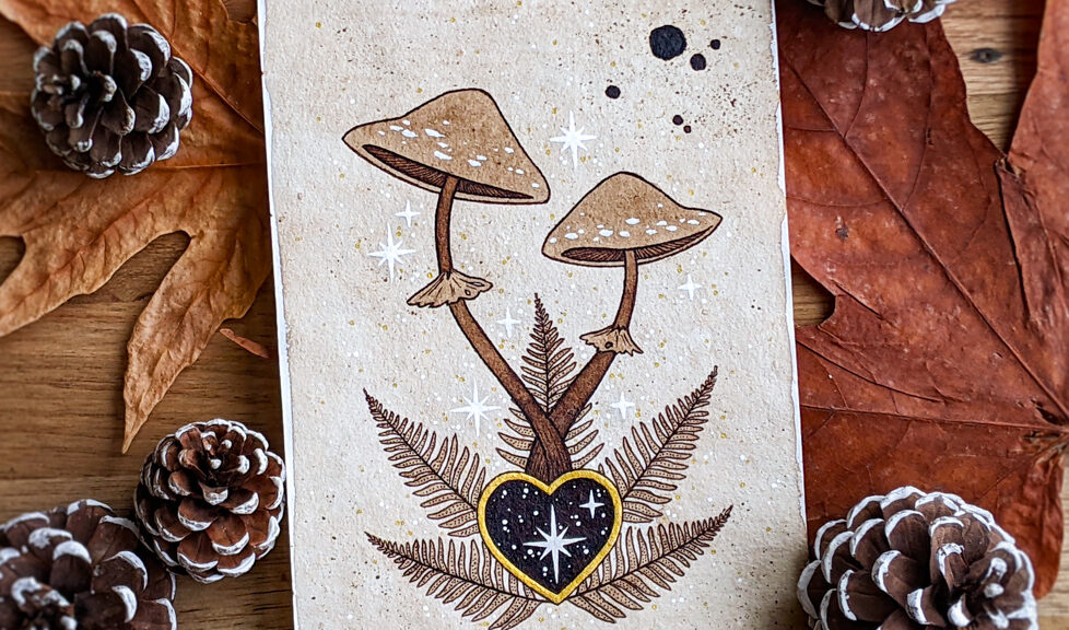 The Lovers Tarot Card - Mushrooms