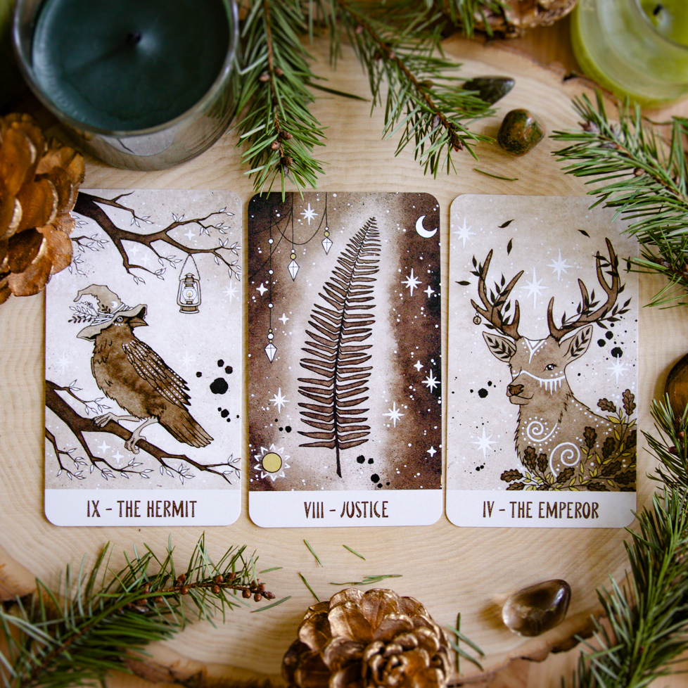 Tarot of a Forest Witch - Hermit, Justice & Emperor